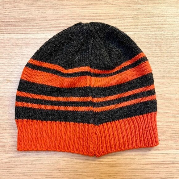 The Childrens Place Knit Hat Kids Size S M Orange Gray DUDE Beanie - Picture 5 of 6